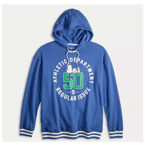 Peanuts, Authentic Pullover Snoopy Hoodie, Size Small Mens, Blue And White, NWT